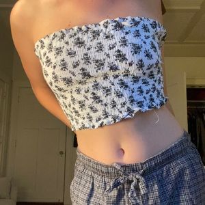Revolve black and white floral tube top.